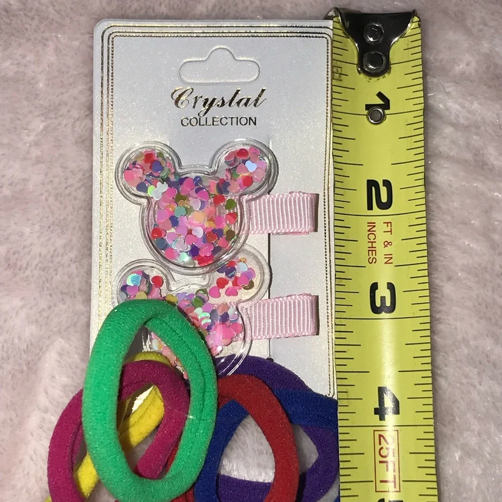 ✨✨5/$10✨✨ Crystal Collection Mouse Hair Clips and Colorful Hair Ties Set New